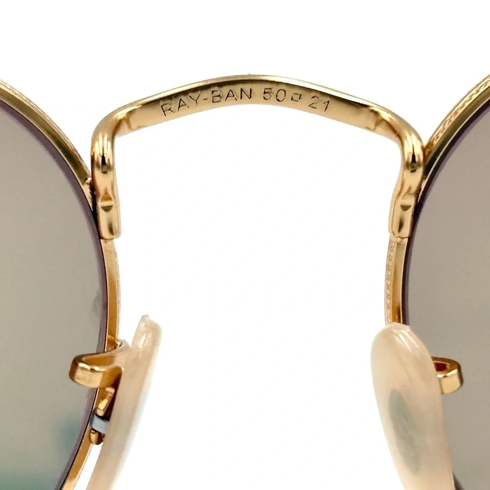 Ray-Ban Circle Pink Mirror Sunglasses RB3447 Gold Round Frame 001/Z2 50-21-145 - Picture 5 of 13